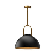 Kuzco Harper 16in 1-Light Pendant | Mid-Century Matte Black Metal and Opal Glass | Kitchen Island & Dining Room | Model PD504016MB