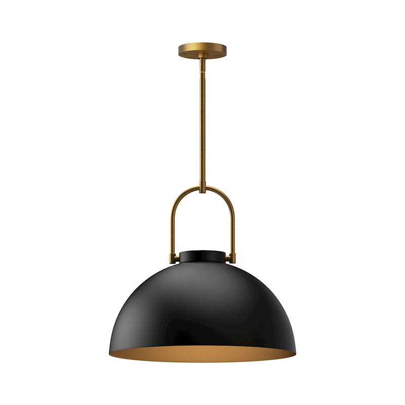 Kuzco Harper 16in 1-Light Pendant | Mid-Century Matte Black Metal and Opal Glass | Kitchen Island & Dining Room | Model PD504016MB