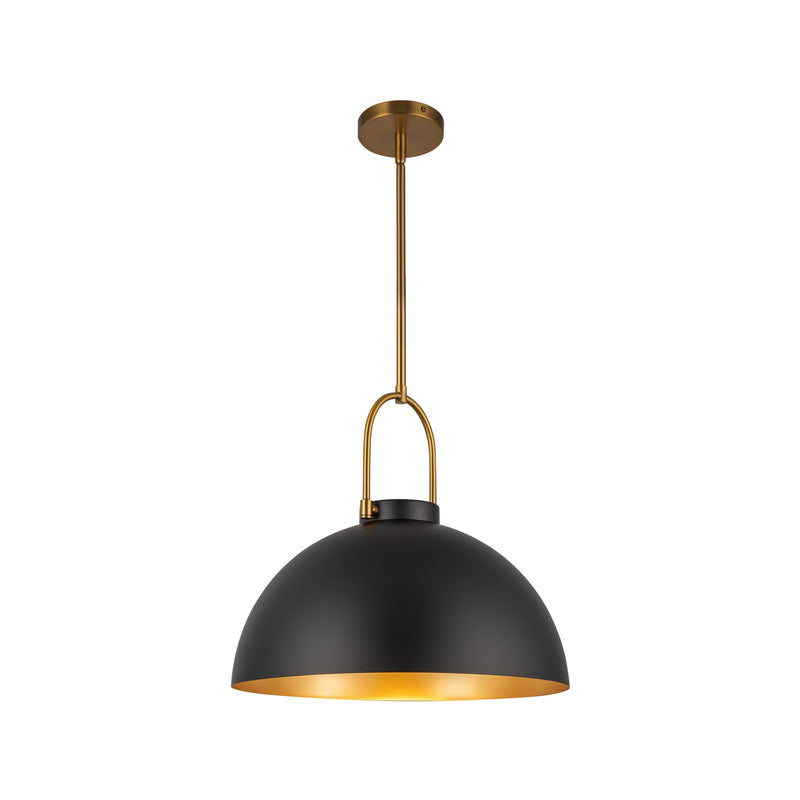 Kuzco Harper 16in 1-Light Pendant | Mid-Century Matte Black Metal and Opal Glass | Kitchen Island & Dining Room | Model PD504016MB