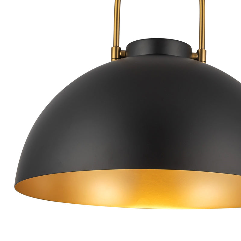 Kuzco Harper 16in 1-Light Pendant | Mid-Century Matte Black Metal and Opal Glass | Kitchen Island & Dining Room | Model PD504016MB