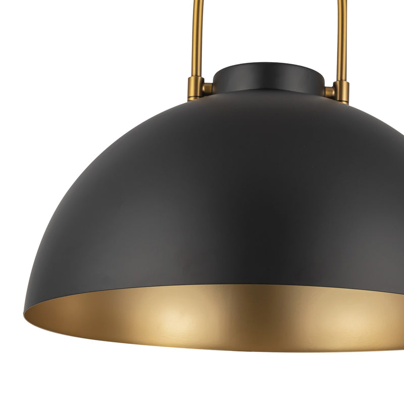 Kuzco Harper 16in 1-Light Pendant | Mid-Century Matte Black Metal and Opal Glass | Kitchen Island & Dining Room | Model PD504016MB