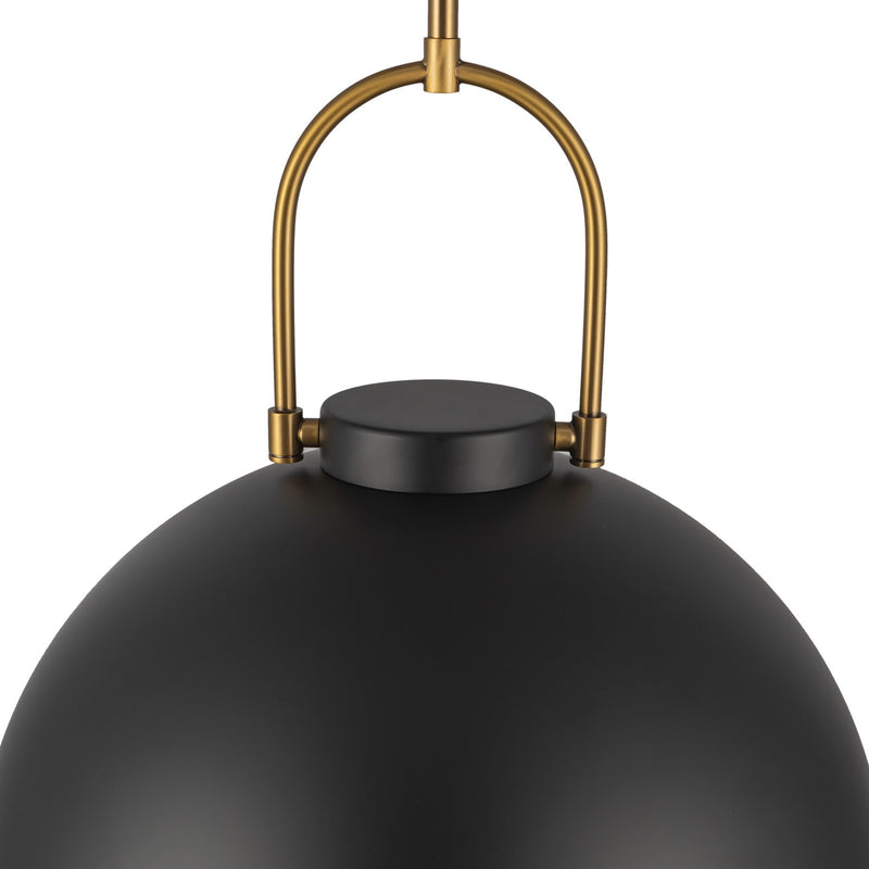Kuzco Harper 16in 1-Light Pendant | Mid-Century Matte Black Metal and Opal Glass | Kitchen Island & Dining Room | Model PD504016MB