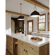 Kuzco Harper 16in 1-Light Pendant | Mid-Century Matte Black Metal and Opal Glass | Kitchen Island & Dining Room | Model PD504016MB