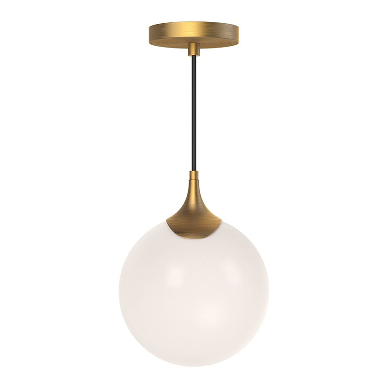 Kuzco Nouveau 1-Light 8in Pendant | Art Nouveau Aged Gold Metal and Opal Matte Glass | Kitchen Island & Dining Room | 40W E26 | Model PD505108AGOP