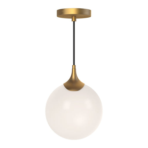 Kuzco Nouveau 1-Light 8in Pendant | Art Nouveau Aged Gold Metal and Opal Matte Glass | Kitchen Island & Dining Room | 40W E26 | Model PD505108AGOP