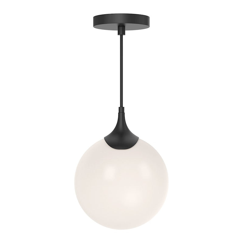 Kuzco Nouveau 1-Light 8in Pendant | Art Nouveau Matte Black and Opal Glass | Kitchen Island & Dining Room | 10.5in H, 7.88in Dia | Model PD505108MBOP