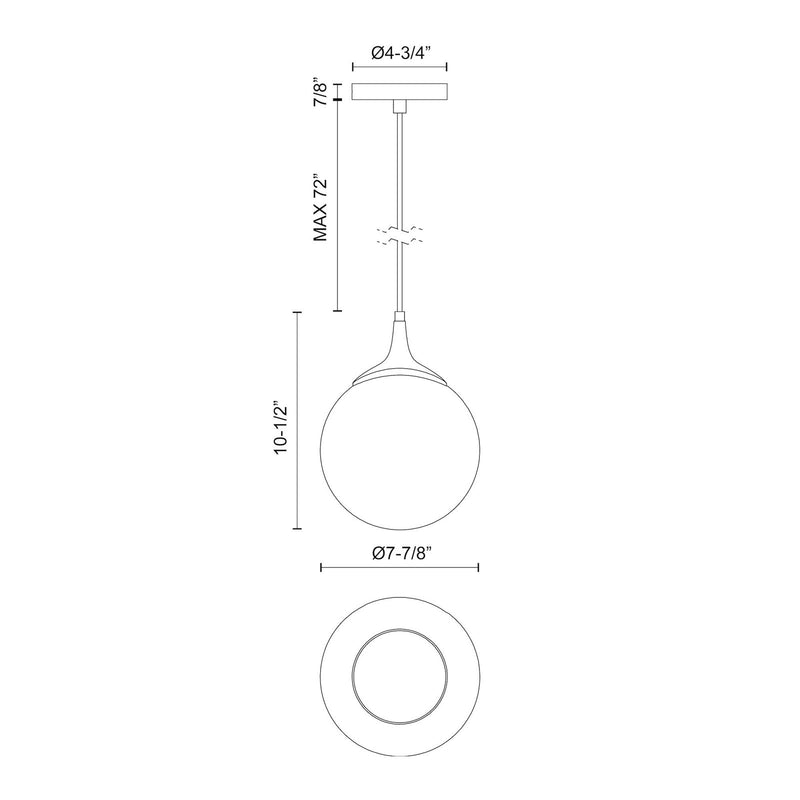 Kuzco Nouveau 1-Light 8in Pendant | Art Nouveau Matte Black and Opal Glass | Kitchen Island & Dining Room | 10.5in H, 7.88in Dia | Model PD505108MBOP