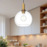 Kuzco Castilla 10in 1-Light Pendant | Classic Chic Aged Gold Metal and Clear Glass | Kitchen Island & Dining Room | Model PD506210AGCL