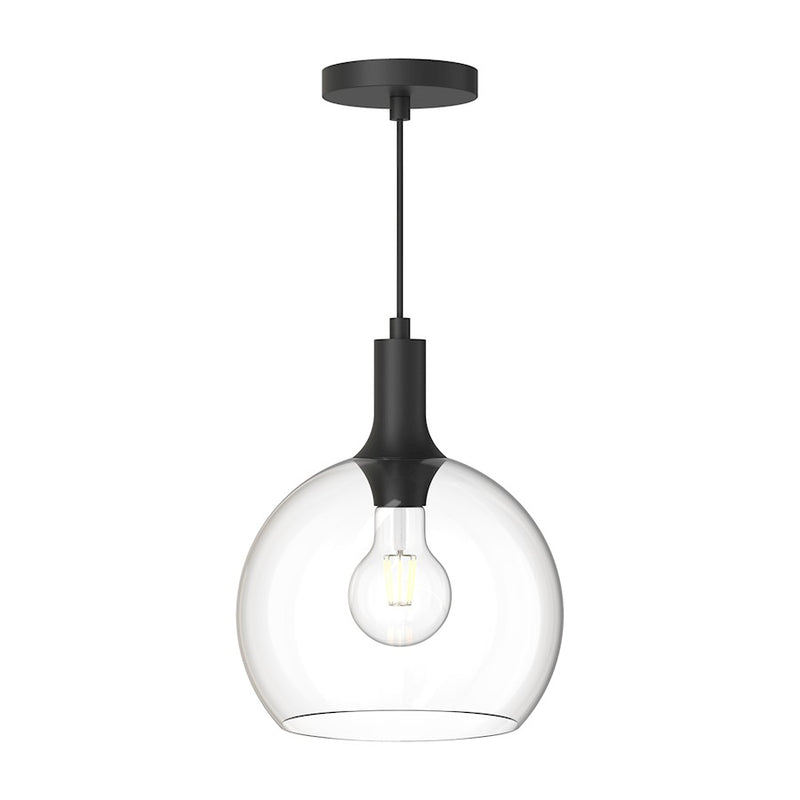 Kuzco Castilla 10in 1-Light Pendant | Classic Chic Matte Black and Clear Glass | Kitchen Island & Dining Room | 12.5 x 9.88 in | Model PD506210MBCL