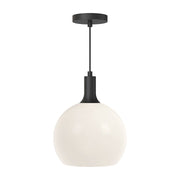 Kuzco Castilla 10in 1-Light Pendant | Farmhouse Matte Black and Opal Glass | Kitchen Island & Dining Room | 12.5in H | Model PD506210MBOP