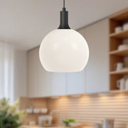 Kuzco Castilla 10in 1-Light Pendant | Farmhouse Matte Black and Opal Glass | Kitchen Island & Dining Room | 12.5in H | Model PD506210MBOP
