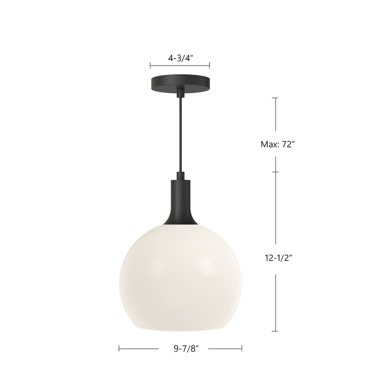 Kuzco Castilla 10in 1-Light Pendant | Farmhouse Matte Black and Opal Glass | Kitchen Island & Dining Room | 12.5in H | Model PD506210MBOP