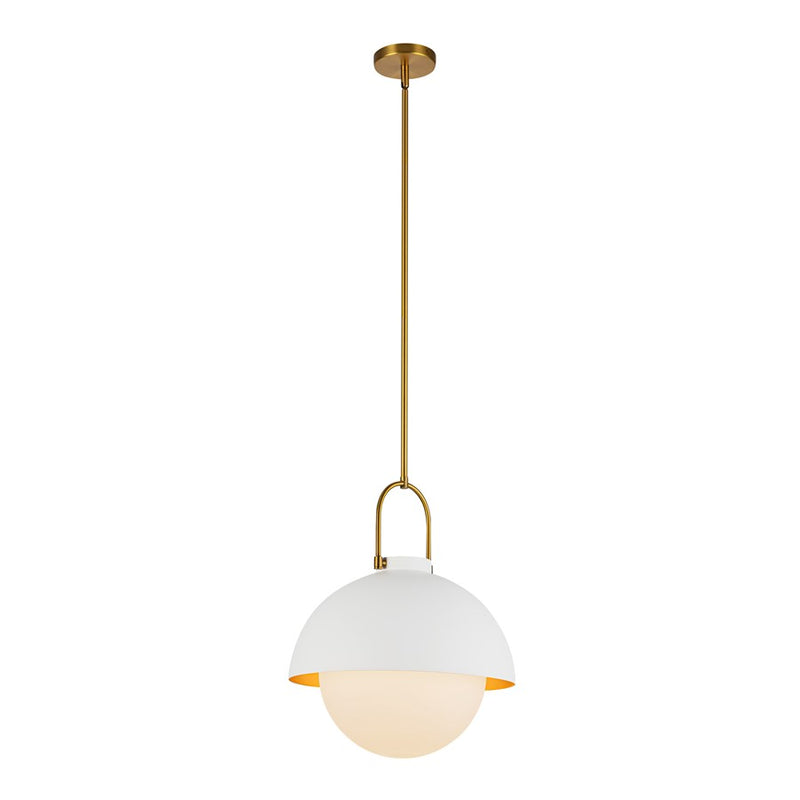 Kuzco Harper 16" Socket Pendant, White/Opal Glass