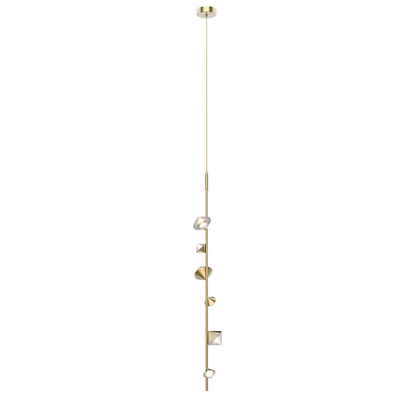 Kuzco Geode 52in 1-Light LED Pendant | Brushed Gold Acrylic and Sandblasted Interior | Living Room & Dining Room | 51.25 x 7.12 in | Model PD50852-BG