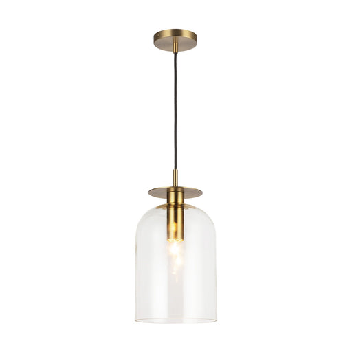 Kuzco Sylvia 8in 1-Light Pendant | Brushed Gold Steel and Clear Glass | Kitchen Island & Dining Room | 15.12 x 8 in | Model PD515408BGCL