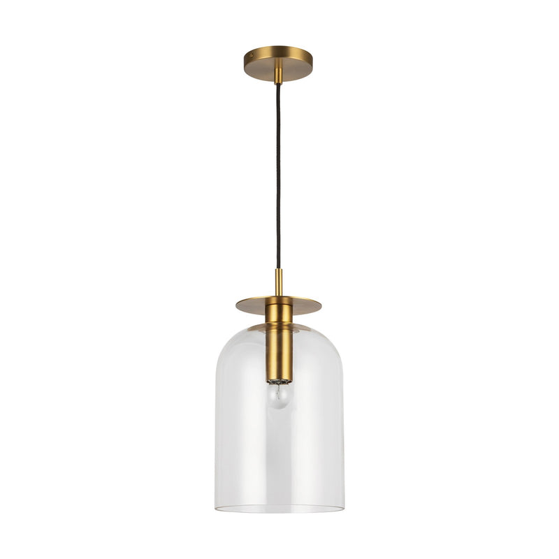 Kuzco Sylvia 8in 1-Light Pendant | Brushed Gold Steel and Clear Glass | Kitchen Island & Dining Room | 15.12 x 8 in | Model PD515408BGCL