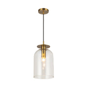 Kuzco Sylvia 8in 1-Light Pendant | Brushed Gold Steel and Clear Glass | Kitchen Island & Dining Room | 15.12 x 8 in | Model PD515408BGCL
