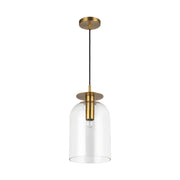 Kuzco Sylvia 8in 1-Light Pendant | Brushed Gold Steel and Clear Glass | Kitchen Island & Dining Room | 15.12 x 8 in | Model PD515408BGCL