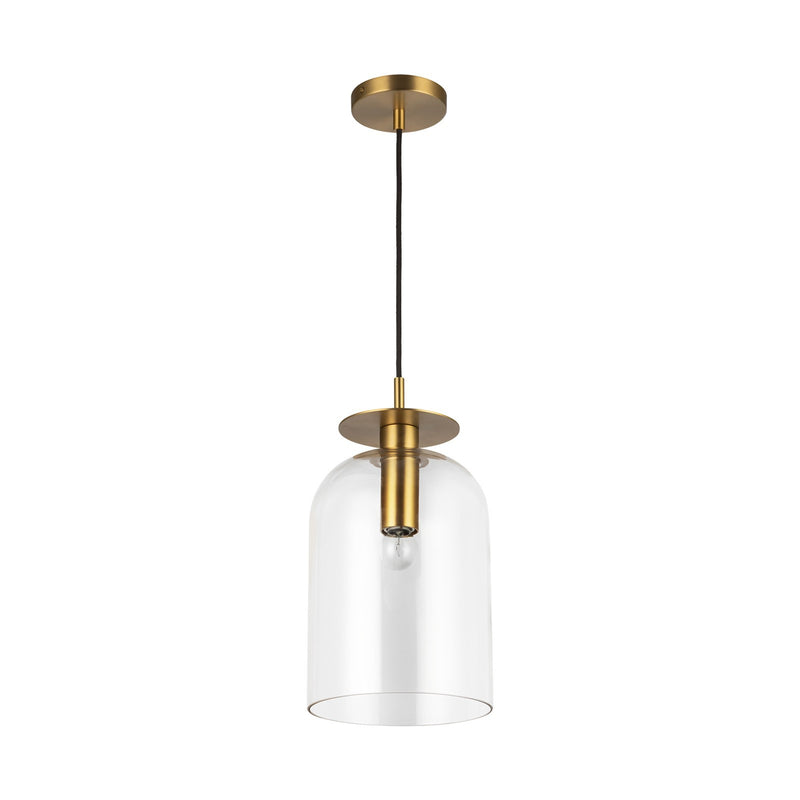 Kuzco Sylvia 8in 1-Light Pendant | Brushed Gold Steel and Clear Glass | Kitchen Island & Dining Room | 15.12 x 8 in | Model PD515408BGCL