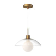 Alora Mood Francesca 12in 1-Light Pendant | Mid-Century Aged Gold and Clear Glass | Dining Room & Living Room | 7.88 x 11.88 in | Model PD517112AGCL