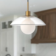 Alora Mood Francesca 12in 1-Light Pendant | Mid-Century Aged Gold and Clear Glass | Dining Room & Living Room | 7.88 x 11.88 in | Model PD517112AGCL