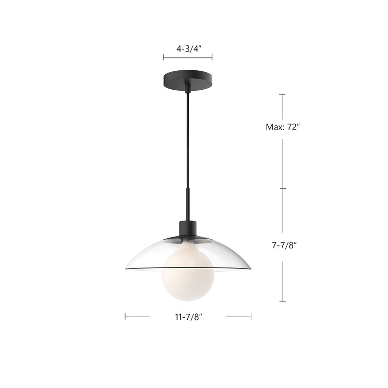 Alora Mood Francesca 12in 1-Light Pendant | Mid-Century Aged Gold and Clear Glass | Dining Room & Living Room | 7.88 x 11.88 in | Model PD517112AGCL