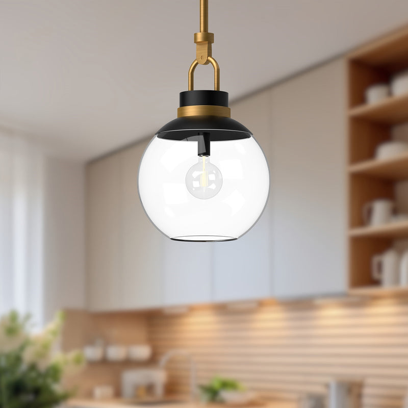 Kuzco Copperfield 1-Light 12in Pendant | Aged Gold and Clear Glass | Dining Room & Entryway | 60W E26 Socket Dimmable | Model PD520512AGCL