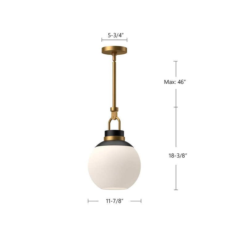 Kuzco Copperfield 1-Light 12in Pendant | Aged Gold and Clear Glass | Dining Room & Entryway | 60W E26 Socket Dimmable | Model PD520512AGCL