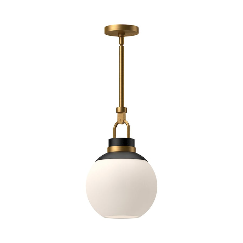 Kuzco Copperfield 1-Light 12in Pendant | Aged Gold Steel and Opal Matte Glass | Kitchen Island & Dining Room | 11.88 x 18.38 in | Model PD520512AGOP