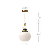 Alora Mood Copperfield 12in 1-Light Pendant | Chrome and Opal Glass | Kitchen Island & Dining Room | 18in H x 12in Dia | Model PD520512CHOP