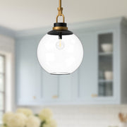 Kuzco Copperfield 16in 1-Light Pendant | Whimsical Aged Gold and Clear Glass | Dining Room & Kitchen Island | 22.25 x 15.75 in | Model PD520516AGCL