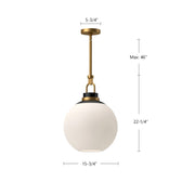 Kuzco Copperfield 16in 1-Light Pendant | Whimsical Aged Gold and Clear Glass | Dining Room & Kitchen Island | 22.25 x 15.75 in | Model PD520516AGCL