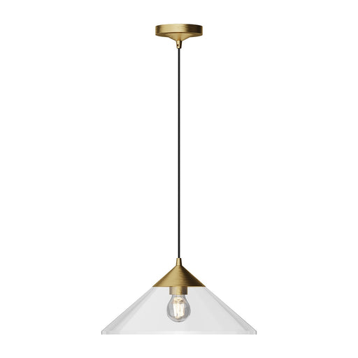 Kuzco Alora Mood Mauer 15in 1-Light Pendant | Mid-Century Brushed Gold Steel and Clear Glass | Kitchen Island & Dining Room | Model PD521015BGCL
