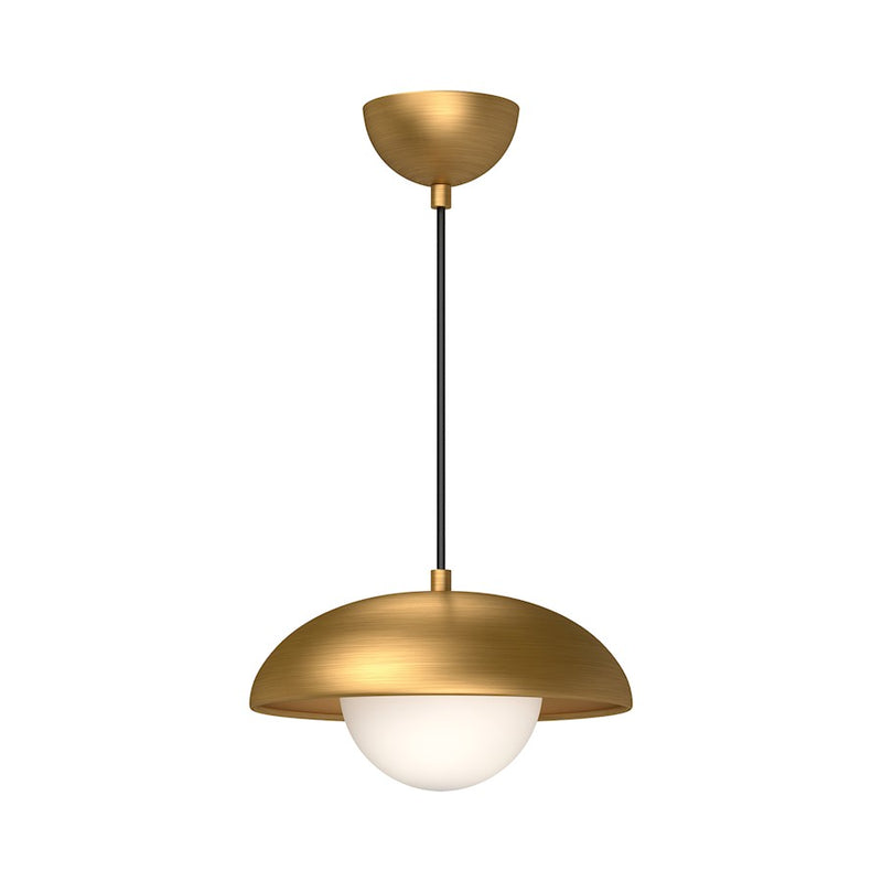 Kuzco Rubio 11in 1-Light Pendant | Mid-Century Aged Gold and Opal Matte Glass | Kitchen Island & Dining Room | 6.38in H | Model PD522011AGOP