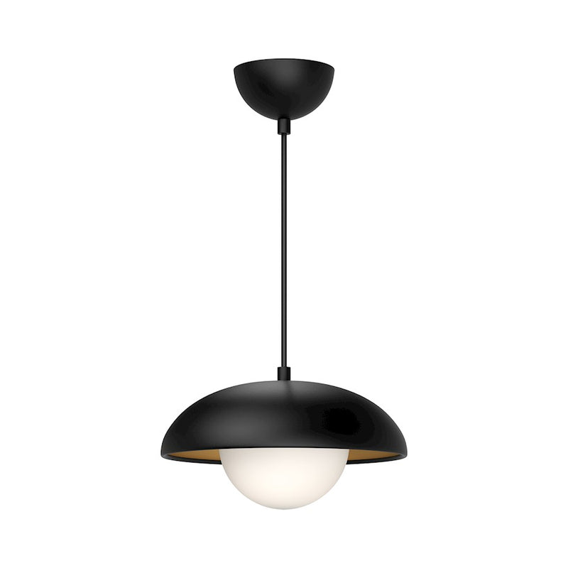 Kuzco Rubio 11in 1-Light Pendant | Mid-Century Matte Black and Opal Matte Glass | Kitchen Island & Dining Room | Model PD522011MBOP