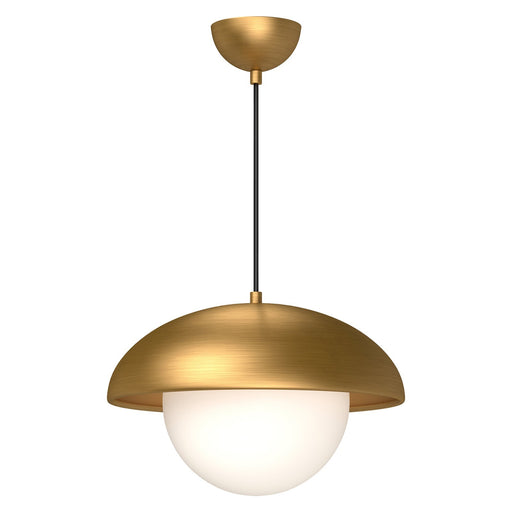Kuzco Rubio 16in 1-Light Pendant | Aged Gold and Opal Matte Glass | Mid-Century Kitchen Island & Dining Room | 16 x 10 in | Model PD522016AGOP