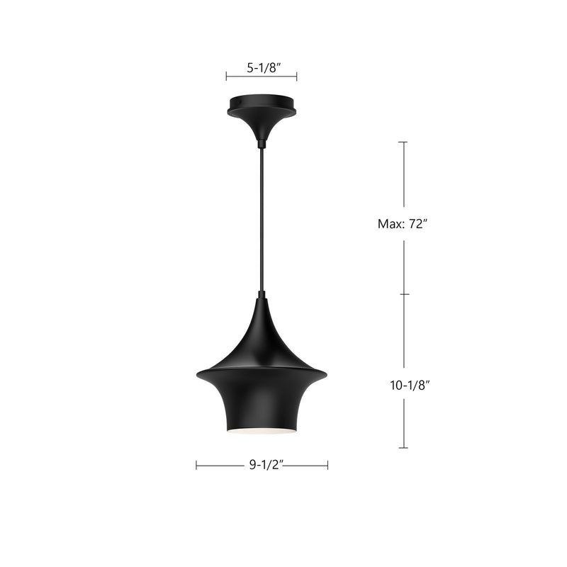 Kuzco Emiko 9in 1-Light Pendant | Japanese-Inspired Minimalist Matte Black Metal | Kitchen Island & Dining Room | 10 x 9 x 10 in | Model PD523009MB