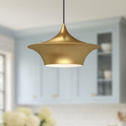 Kuzco Emiko 16in 1-Light Pendant | Wabi-Sabi Brushed Gold Metal | Bedroom & Hallway Accent Light | 16 x 16 x 9.25 in | Model PD523016BG
