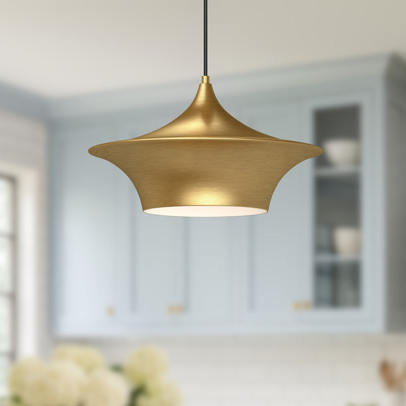 Kuzco Emiko 16in 1-Light Pendant | Wabi-Sabi Brushed Gold Metal | Bedroom & Hallway Accent Light | 16 x 16 x 9.25 in | Model PD523016BG