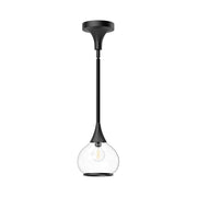 Kuzco Hazel 6in 1-Light Pendant | Clear Glass and Matte Black Metal | Kitchen Island & Dining Room | 6.62 x 6.62 x 8.38 in | Model PD524006MBCL
