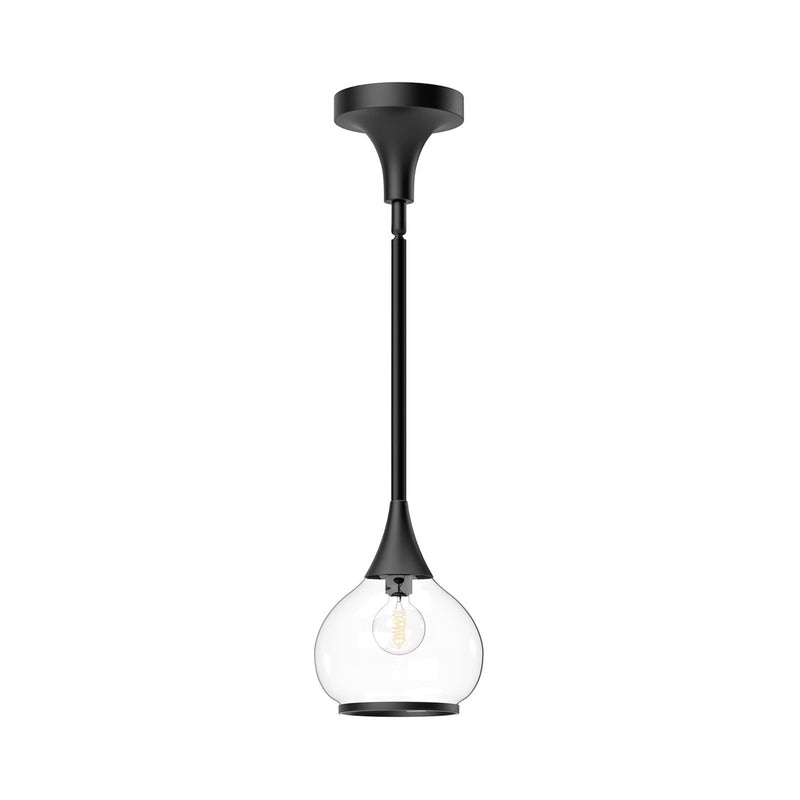 Kuzco Hazel 6in 1-Light Pendant | Clear Glass and Matte Black Metal | Kitchen Island & Dining Room | 6.62 x 6.62 x 8.38 in | Model PD524006MBCL