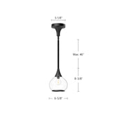 Kuzco Hazel 6in 1-Light Pendant | Clear Glass and Matte Black Metal | Kitchen Island & Dining Room | 6.62 x 6.62 x 8.38 in | Model PD524006MBCL