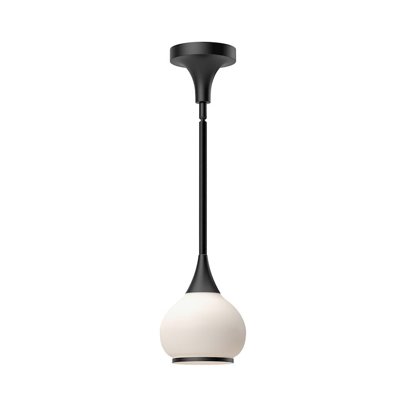 Kuzco Hazel 1-Light 6.6in Pendant | Vintage Modern Matte Black and Opal Glass | Kitchen Island & Dining Room | Model PD524006MBOP