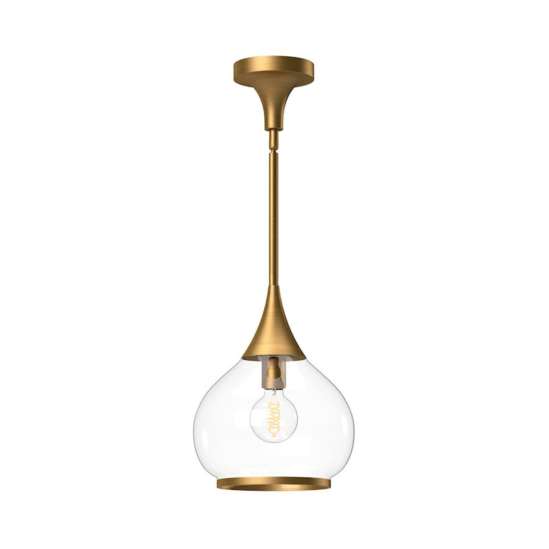 Kuzco Hazel 10in 1-Light Pendant | Aged Gold and Clear Glass | Kitchen Island & Dining Room | 10.12 x 10.12 x 12.75 in | Model PD524110AGCL