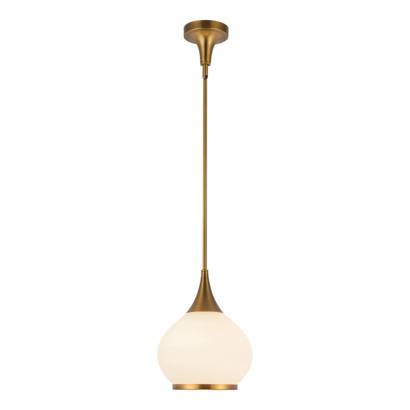 Kuzco Alora Hazel 10in 1-Light Pendant | Aged Gold and Opal Matte Glass | Kitchen Island & Dining Room | 10 x 10 x 13 in | Model PD524110AGOP