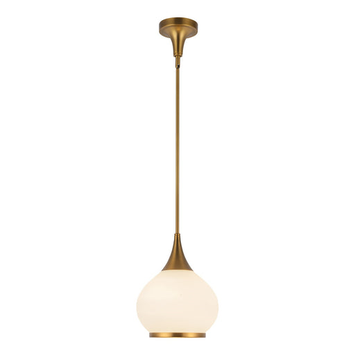 Kuzco Alora Hazel 10in 1-Light Pendant | Aged Gold and Opal Matte Glass | Kitchen Island & Dining Room | 10 x 10 x 13 in | Model PD524110AGOP