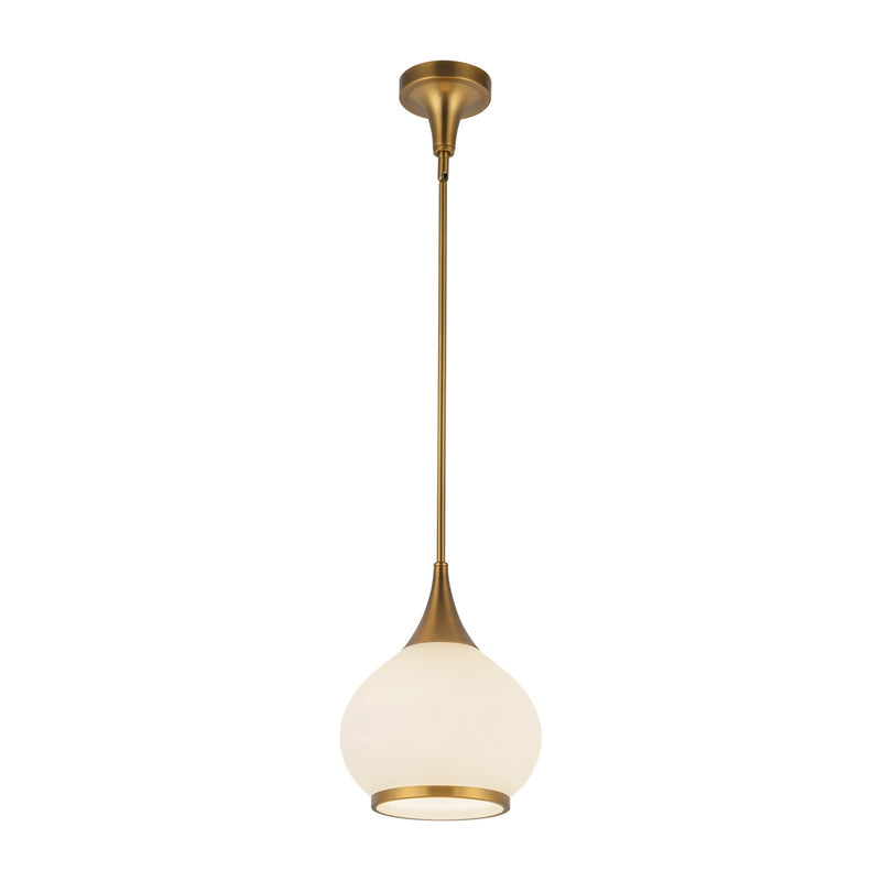 Kuzco Alora Hazel 10in 1-Light Pendant | Aged Gold and Opal Matte Glass | Kitchen Island & Dining Room | 10 x 10 x 13 in | Model PD524110AGOP