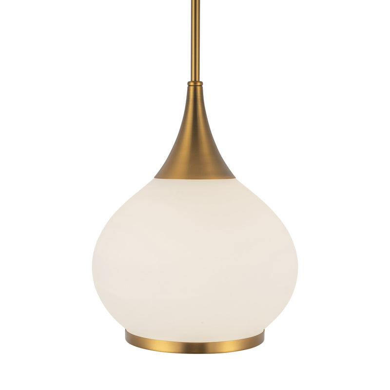 Kuzco Alora Hazel 10in 1-Light Pendant | Aged Gold and Opal Matte Glass | Kitchen Island & Dining Room | 10 x 10 x 13 in | Model PD524110AGOP