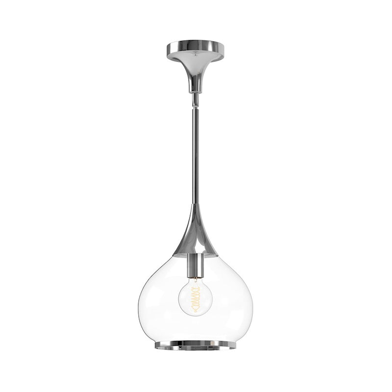 Kuzco Hazel 10in 1-Light Pendant | Chrome and Clear Glass | Kitchen Island & Dining Room | 10.12 x 10.12 x 12.75 in | Model PD524110CHCL