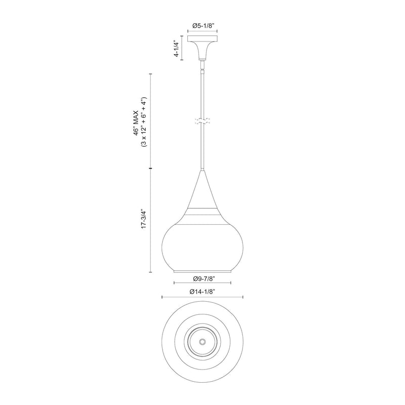 Kuzco Hazel 14in 1-Light Pendant | Vintage Chrome and Opal Matte Glass | Kitchen Island & Dining Room | 17.75in H | Model PD524214CHOP